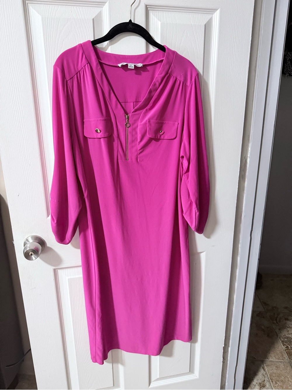 Women’s Zip-Front Pink Tunic Dress - Unbranded